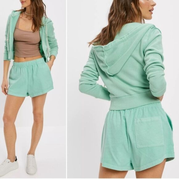 American Eagle AE Sun Set Zip Up Hoodie Green Cropped Feels Seriously Lived In - Picture 15 of 15